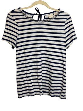 Chico's Blouse Women's Medium Casual Lightweight Stripes Blue White Chicos 1